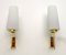 Mid-Century Modern Italian Brass and Opal Glass Sconces from Stilnovo, 1950s, Set of 2, Image 2