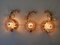 Iridescent Crystal Glass & Brass Flower Sconces from Palwa, 1960s, Set of 3 2