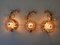 Iridescent Crystal Glass & Brass Flower Sconces from Palwa, 1960s, Set of 3, Image 2