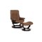 Brown Leather Mayfair Armchair & Stool from Stressless, Set of 2, Image 1