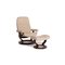 Cream Leather Consul Armchair & Stool from Stressless, Set of 2 1