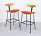 Program Barstools with Orange Seats by Frank Guille for Kandya, 1950s, Set of 2 3