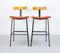 Program Barstools with Orange Seats by Frank Guille for Kandya, 1950s, Set of 2 1