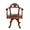 English Oak Desk Chair With Leather Fixed Cushion, Image 1