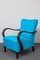 Art Deco Blue Armchairs, 1920s, Set of 2 4