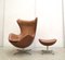 Cognac Egg Chair and Ottoman by Arne Jacobsen for Fritz Hansen, 2000s, Set of 2 3