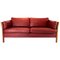 Two-seat Sofa Upholstered with indian Red Leather of Danish Design, 1960s 1