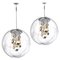 Large Hand Blown Bubble Glass Pendant Lights from Doria, 1970s, Set of 2, Image 1