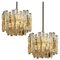 Large Modern 3-Tier Chrome & Ice Glass Chandeliers by J.T. Kalmar, Set of 2, Image 1