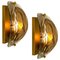 Brass and Brown Blown Murano Glass Light Fixtures, Set of 3 2