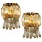 Murano Glass and Gilt Brass Sconces in the Style of Venini, Italy, Set of 2 1