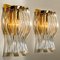 Murano Glass and Gilt Brass Sconces in the Style of Venini, Italy, Set of 2 2