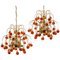 Brass & Orange and Red 4-Tier Murano Chandeliers, 1970s, Set of 2, Image 1