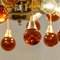 Brass & Orange and Red 4-Tier Murano Chandeliers, 1970s, Set of 2, Image 4