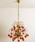 Brass & Orange and Red 4-Tier Murano Chandeliers, 1970s, Set of 2, Image 15
