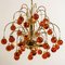 Brass & Orange and Red 4-Tier Murano Chandeliers, 1970s, Set of 2 3