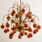Brass & Orange and Red 4-Tier Murano Chandeliers, 1970s, Set of 2, Image 3