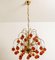 Brass & Orange and Red 4-Tier Murano Chandeliers, 1970s, Set of 2, Image 16