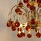 Brass & Orange and Red 4-Tier Murano Chandeliers, 1970s, Set of 2, Image 6