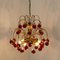 Brass & Orange and Red 4-Tier Murano Chandeliers, 1970s, Set of 2, Image 11