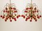 Brass & Orange and Red 4-Tier Murano Chandeliers, 1970s, Set of 2, Image 10