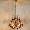 Brass & Orange and Red 4-Tier Murano Chandeliers, 1970s, Set of 2 9