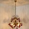 Brass & Orange and Red 4-Tier Murano Chandeliers, 1970s, Set of 2, Image 9
