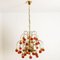 Brass & Orange and Red 4-Tier Murano Chandeliers, 1970s, Set of 2, Image 17