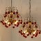 Brass & Orange and Red 4-Tier Murano Chandeliers, 1970s, Set of 2, Image 7