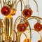 Brass & Orange and Red 4-Tier Murano Chandeliers, 1970s, Set of 2, Image 2