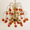 Brass & Orange and Red 4-Tier Murano Chandeliers, 1970s, Set of 2, Image 18
