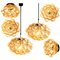 Amber Bubble Glass Pendant Light Fixtures by Helena Tynell, 1960, Set of 6 1