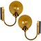 Blown Ambe Glass and Brass Wall Lights from Limburg Glashütte, 1960s, Set of 2 1