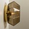 Geometric Smoked Glass and Brass Flush Mount Wall Light from Limburg 5