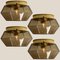 Geometric Smoked Glass and Brass Flush Mount Wall Light from Limburg 16