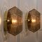 Geometric Smoked Glass and Brass Flush Mount Wall Light from Limburg 15