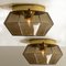 Geometric Smoked Glass and Brass Flush Mount Wall Light from Limburg 17
