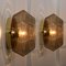 Geometric Smoked Glass and Brass Flush Mount Wall Light from Limburg 7