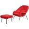 Chaise Womb Dynamic Knoll en Tissu avec Ottomane par Eero Saarinen pour Knoll, Set de 2 1