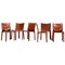 Cab Chairs in Cognac Saddle Leather by Mario Bellini for Cassina, Set of 6 1