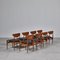 Sedie da pranzo moderne in teak e pelle nera di Inge Rubino, Danimarca, 1963, set di 8, Immagine 3