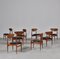 Danish Modern Dining Chairs in Teak & Black Leather by Inge Rubino, 1963, Set of 8 2