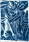 Mouvement en Soie Bleu Classique, Cyanotype sur Papier Aquarelle, Contemporain Romantic 2019 1
