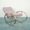 Vintage Metal Rocking Chair & Ottoman by Guido Faleschini, 1970s, Set of 2 2