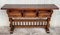 Baroque Console Table in Walnut with Three Carved Drawers and Stretcher 7