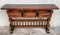 Baroque Console Table in Walnut with Three Carved Drawers and Stretcher, Image 7