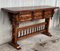 Baroque Console Table in Walnut with Three Carved Drawers and Stretcher, Image 5