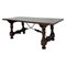 Spanish Refectory, Dining or Desk Table with Lyre Legs and Iron Stretcher 1