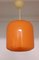 Vintage Ceiling Lamp In Orange Enamel Glass On White Painted Metal Mount 1