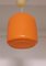 Vintage Deckenlampe aus orange emailliertem Glas auf weiß lackiertem Metall 3
